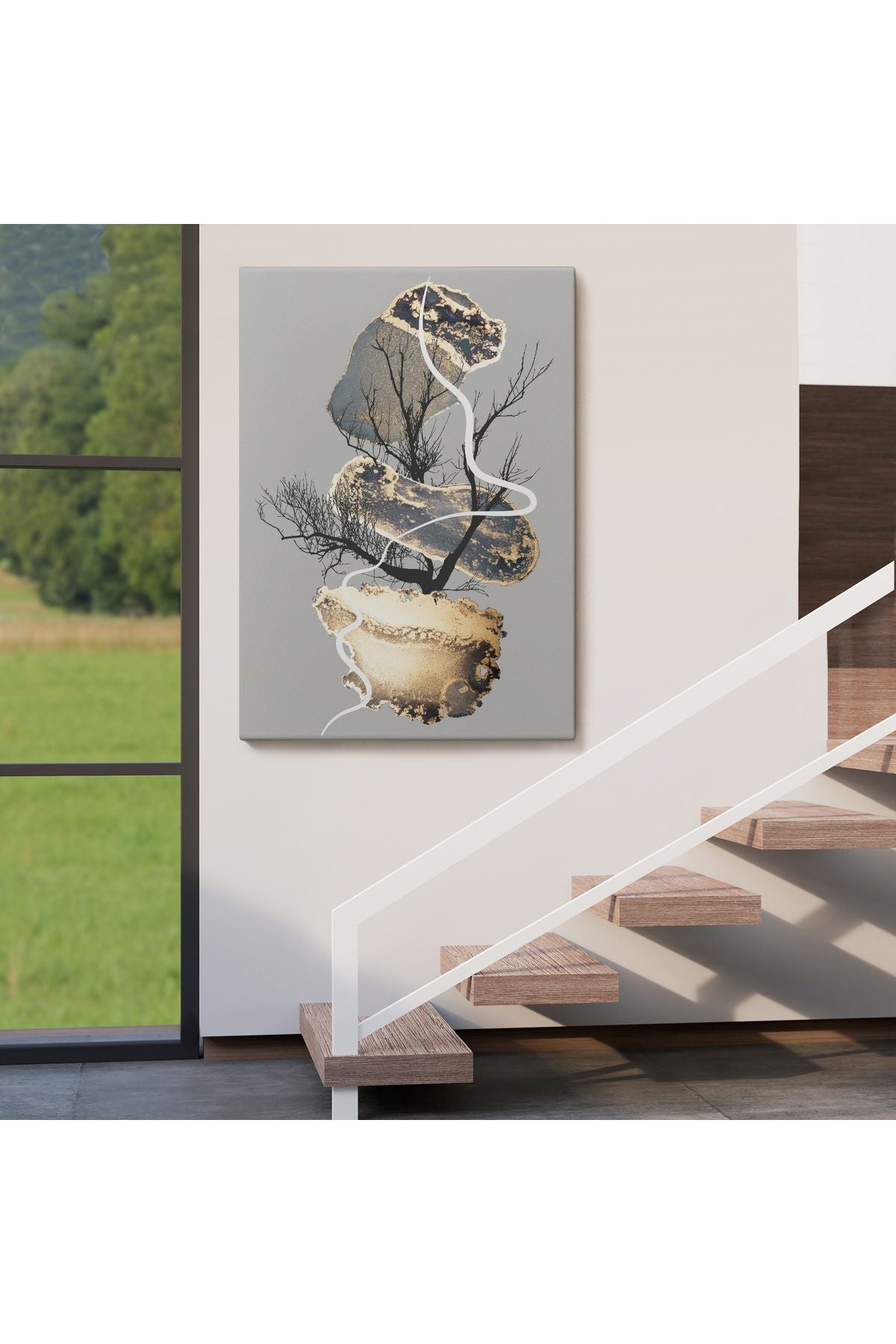 Geometrik Formda Soyut Desenler Dekoratif Kanvas Tablo-5181