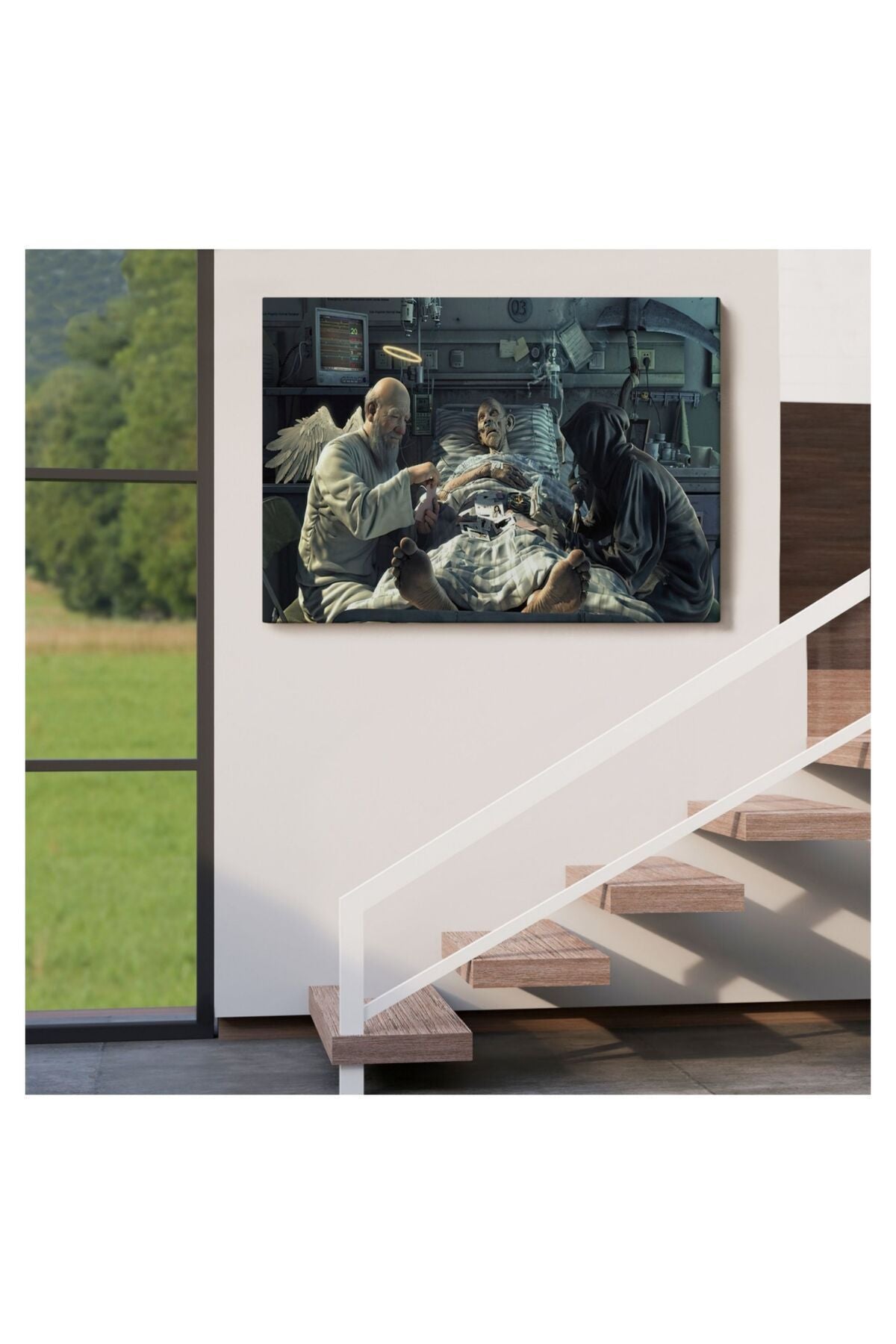 Kanvas Tablo, Duvar Dekoru, Ölüm Meleği Azrail Çalışıyor ve Kumar Oynuyor 5373 BUNGKNV