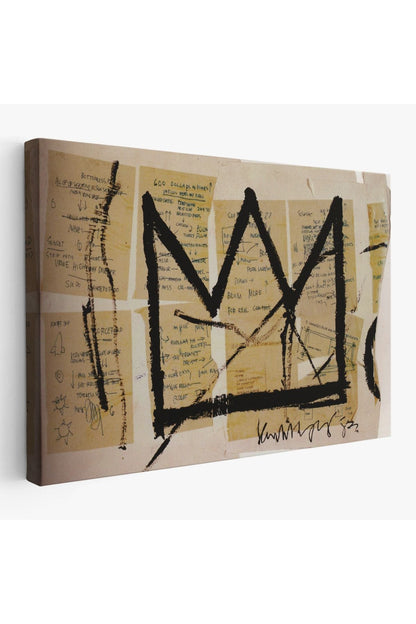 Jean Michel Basquiat Notlar ve Taç Eseri Kanvas Duvar Tablosu-5001