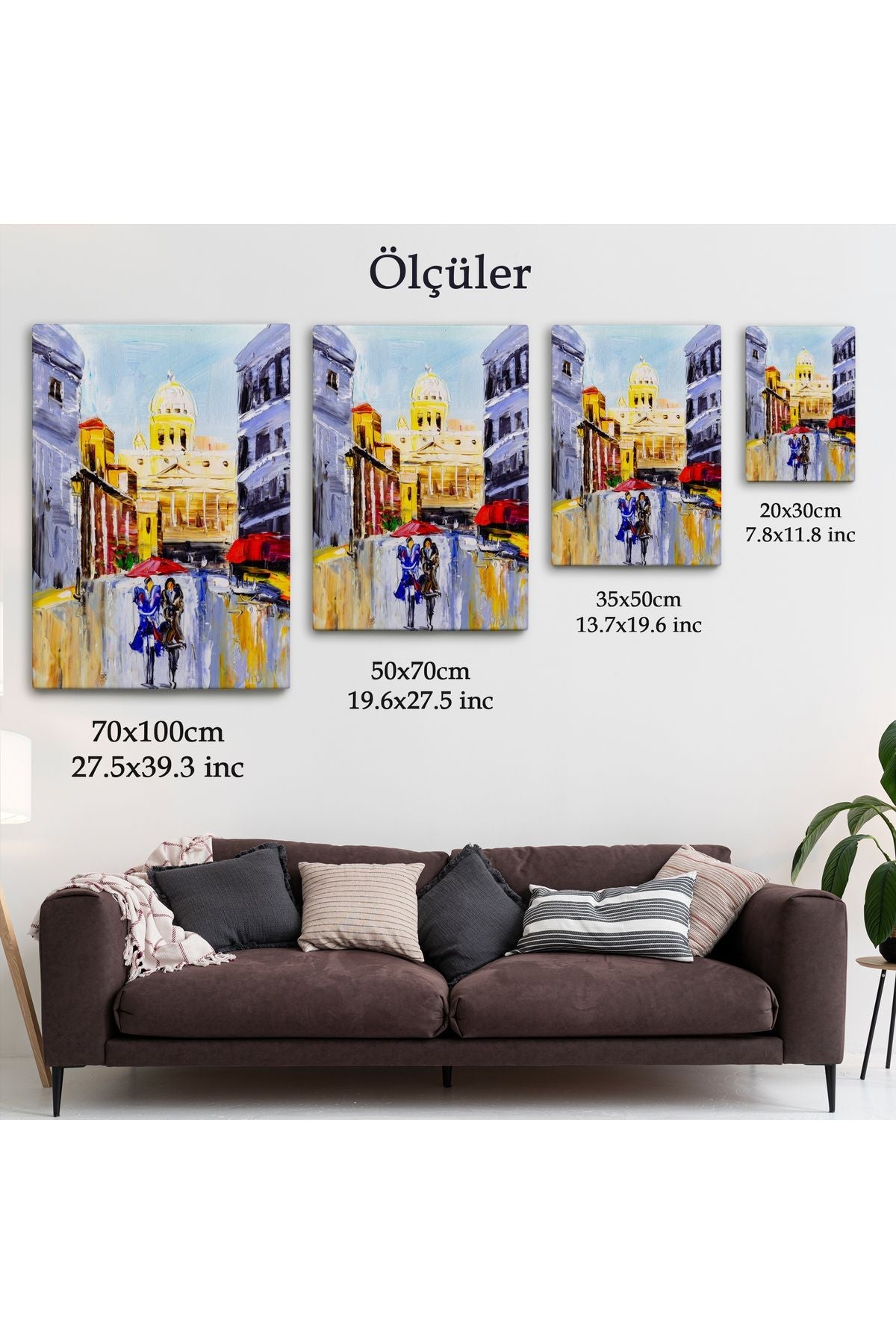 İtalya Şehir Manzarası Yağlıboya Görünüm Dekoratif Kanvas Duvar Tablosu-5933