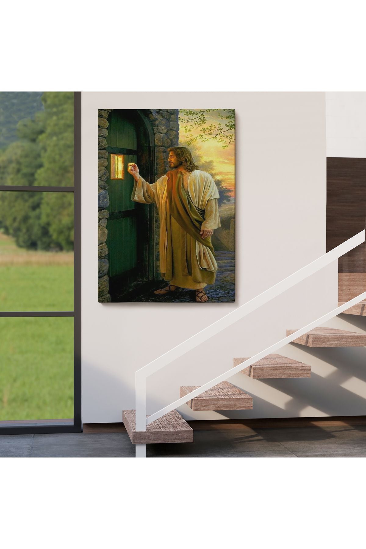 İsa Mesih Kapıyı Çalıyor, Hristiyan Duvar Sanatı, Kilise Hediyesi Kanvas Tablo-5271
