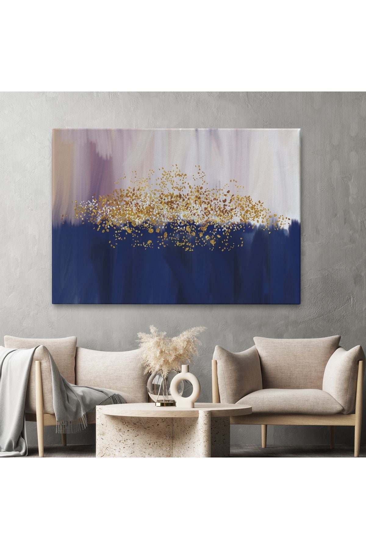 Mavi ve Gold'un Uyumu Modern Kanvas Tablo-5045