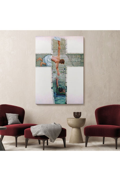 Kurtarıcı İsa ile Cennet Kanvas Tablo, Bizde Daha Büyük Bir Aşk Yoktur Kanvas Tablo-5224