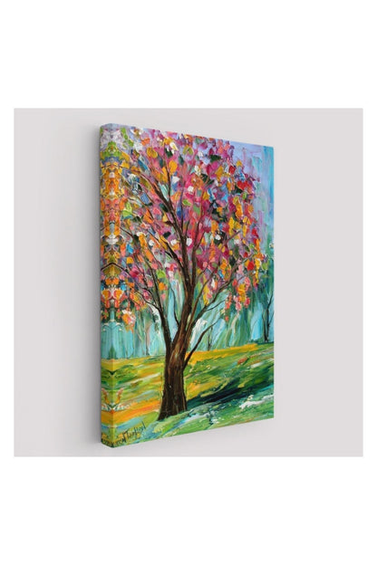 Kanvas Tablo, Duvar Dekoru, Bahar Ağacı Renkli 6144 BUNGKNV