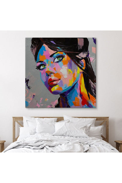 Güzel Kadın Yağlıboya Görünüm Dekoratif Kanvas Duvar Tablosu-5834