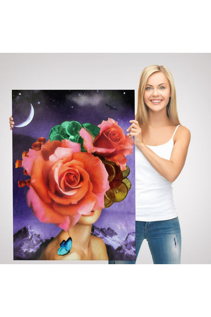 Gül Başlı Kadın Modern Sanat Tablosu-5998