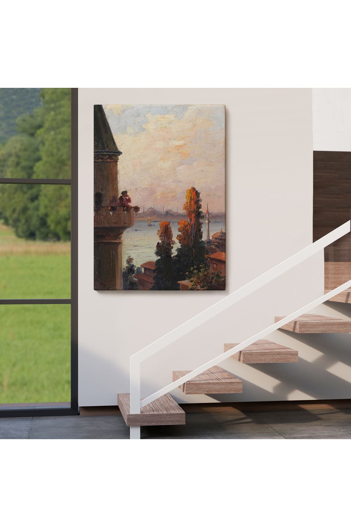 Galata Kulesinde Ezan Okudan Adam Duvar Tablo-6177