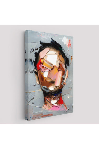 Fırça Darbesi İnsan Yüzü Kanvas Tablo, Soyut Kadın Yüzü Portresi Kanvas Tablo-5210
