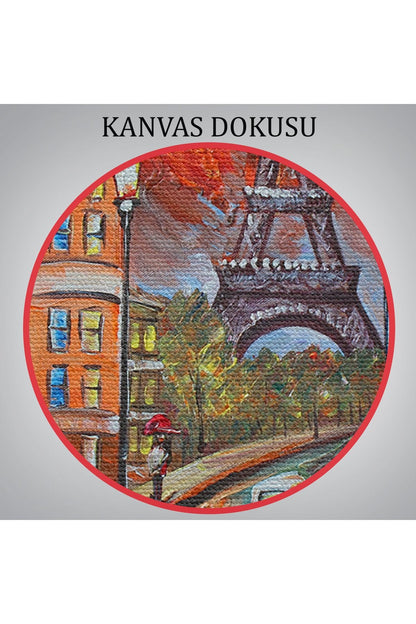 Eyfel Kulesi Manzaralı Yağlıboya Görünüm Dekoratif Kanvas Duvar Tablosu-3726