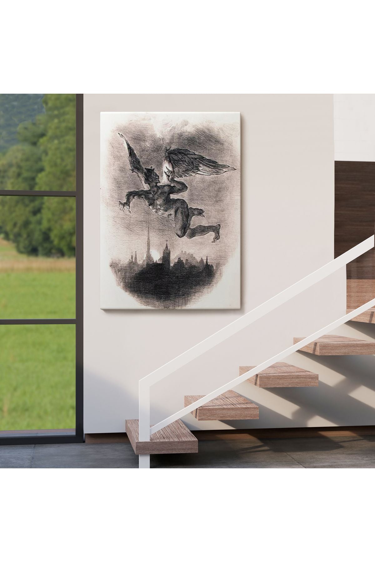 Goethe'nin Faust'undan Mephistopheles'in Gökyüzündeki Önsözü Kanvas Tablo-5301