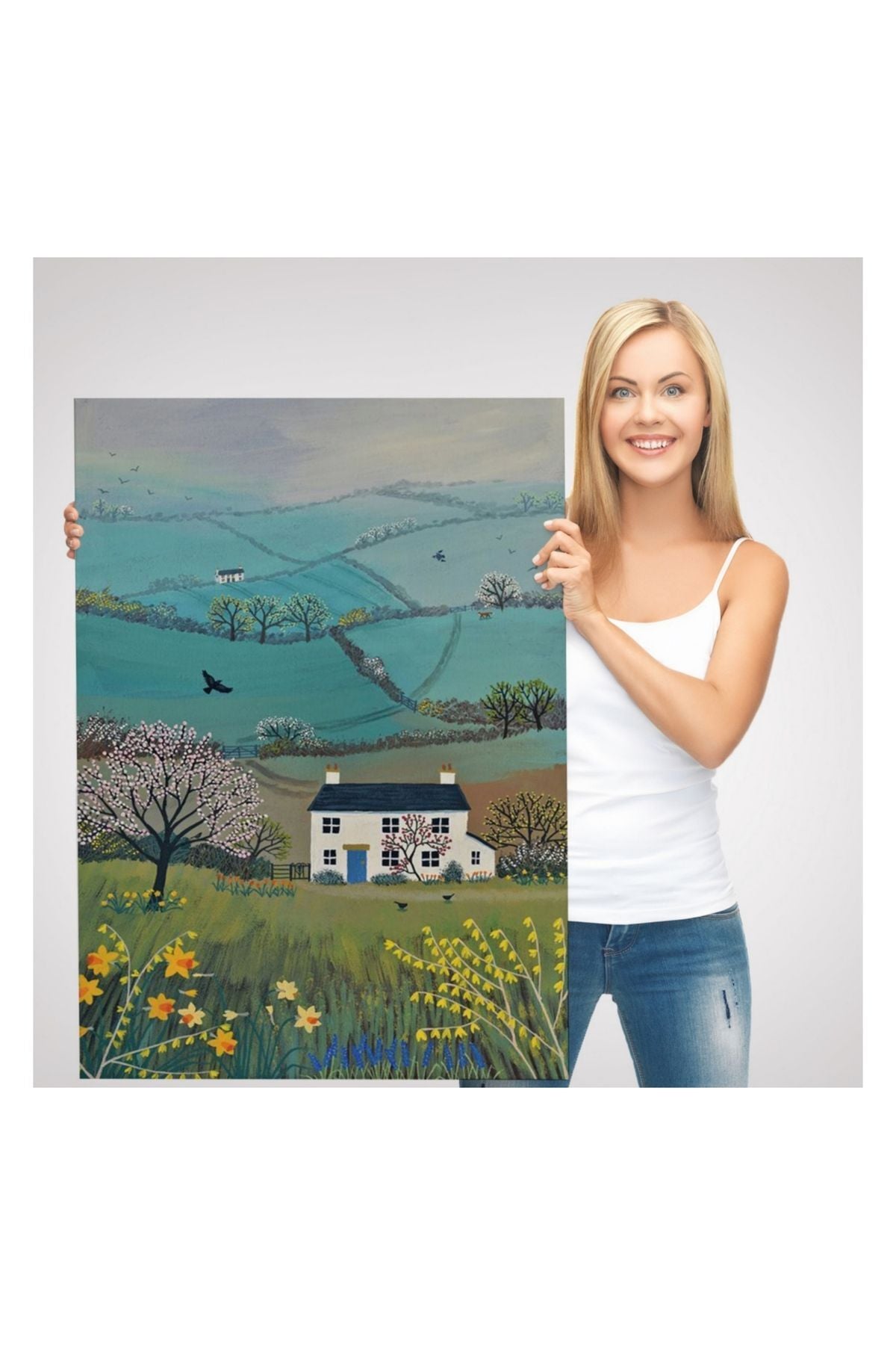 Kanvas Tablo, Duvar Dekoru, Köy Evi Manzarası İngiltere 6023 BUNGKNV