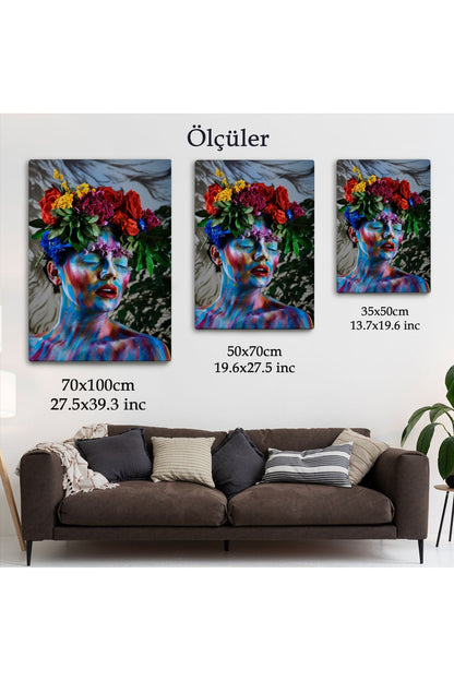 HG Çiçek Taçlı Kız Duvar Tablosu-5990