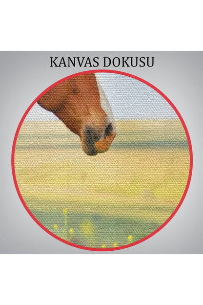 At Ve Manzaralı  Dekoratif Kanvas Tablo 1131