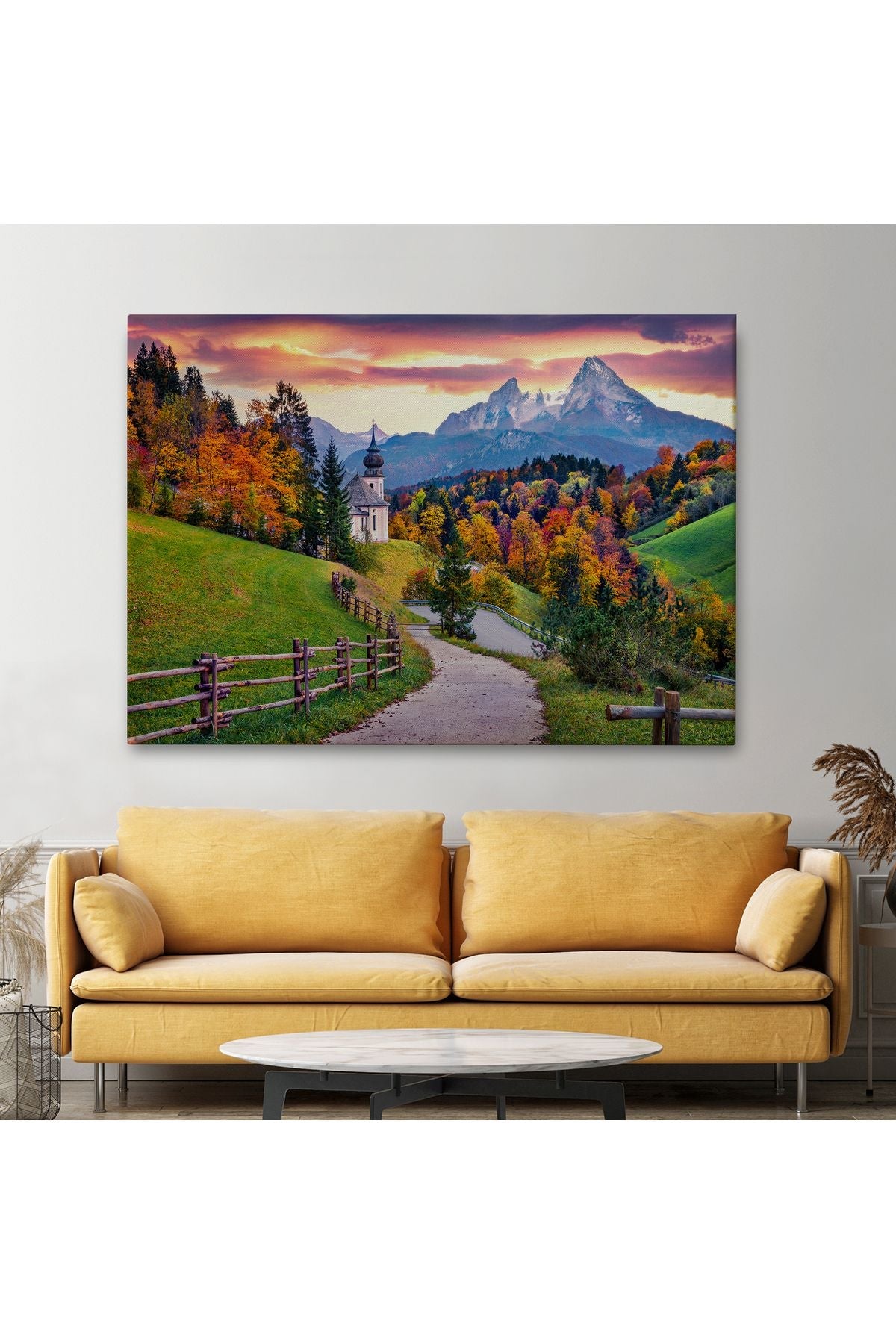 Hochkalter Dağı Maria Gern Kilisesi Ve Alpler Dekoratif Tablo-3679