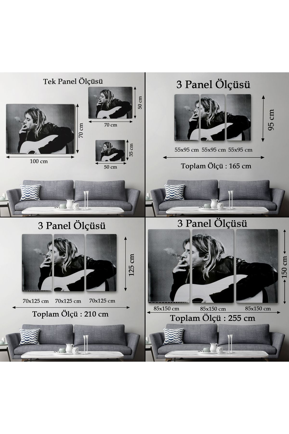 Kurt Cobain Sigara İçen Ünlü Baskı Duvar Sanatı Kanvas Tablo, Nirvana Baskı-5405