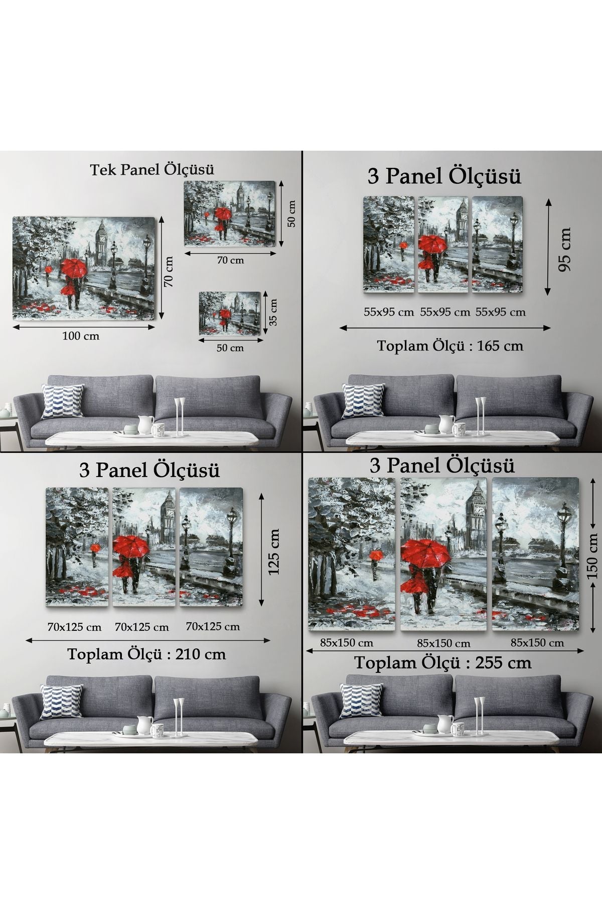 Londra Sokakları Yağlıboya Görünüm Dekoratif Kanvas Duvar Tablosu-3497