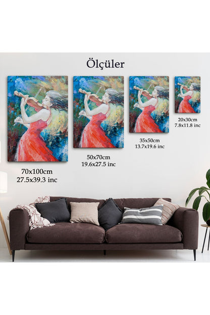 Keman Çalan Müzisyen Kadın Tablosu-5922