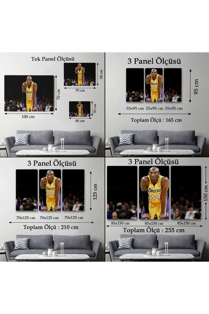 YB Kobe Bryant Los Angeles Lakers Kanvas Tablo / Black Mamba-5149