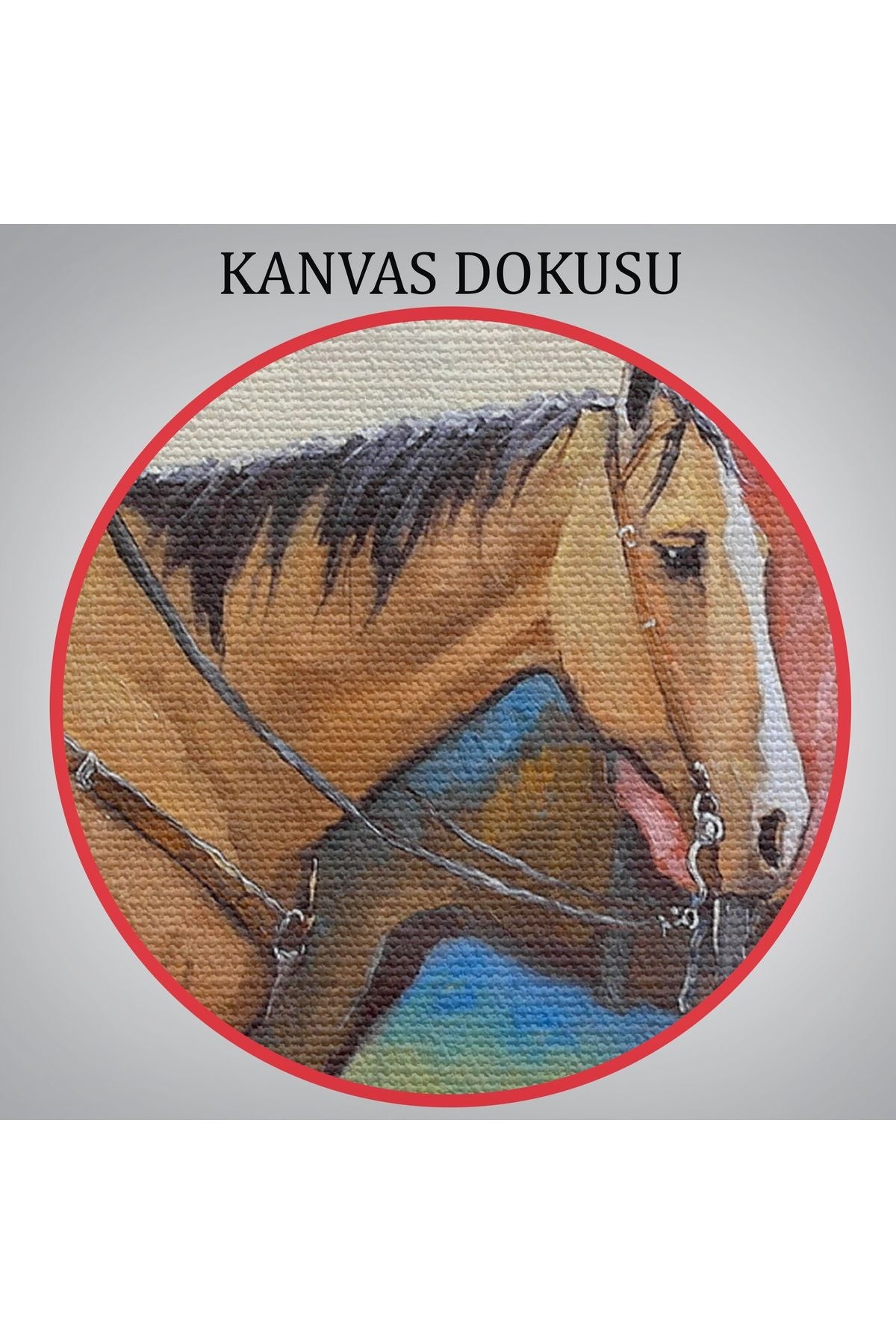 Kazakistan Kırsalında Atlı İnsanlar Yağlıboya Görünüm Kanvas Duvar Tablosu-3735