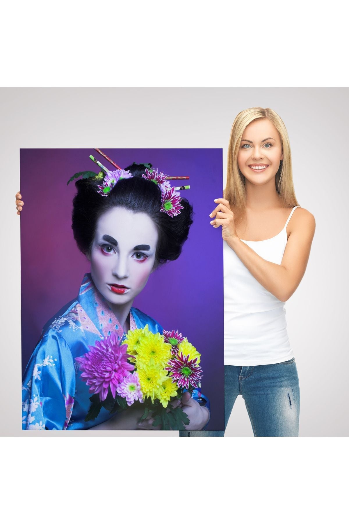 Mavi Kimonolu Geyşa Tablo-5977