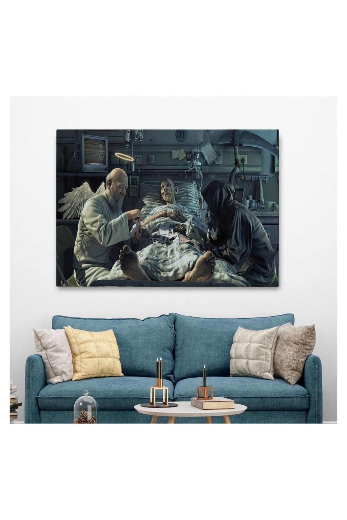 Kanvas Tablo, Duvar Dekoru, Ölüm Meleği Azrail Çalışıyor ve Kumar Oynuyor 5373 BUNGKNV