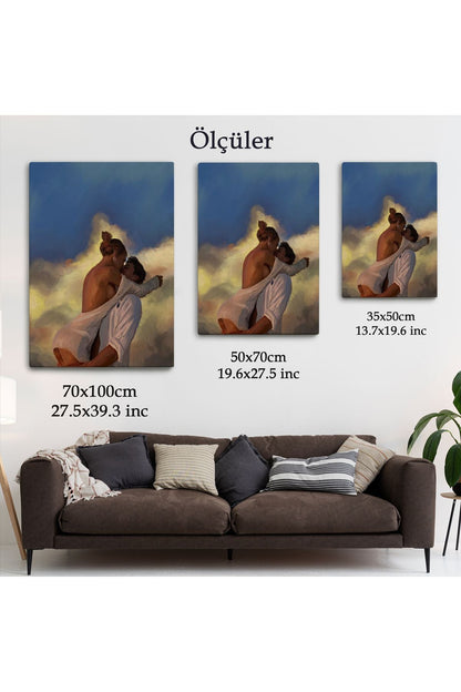 Öpüşen Çift Beyaz, Ekbiseli Sexi Kadın Duvar Tablosu-6102