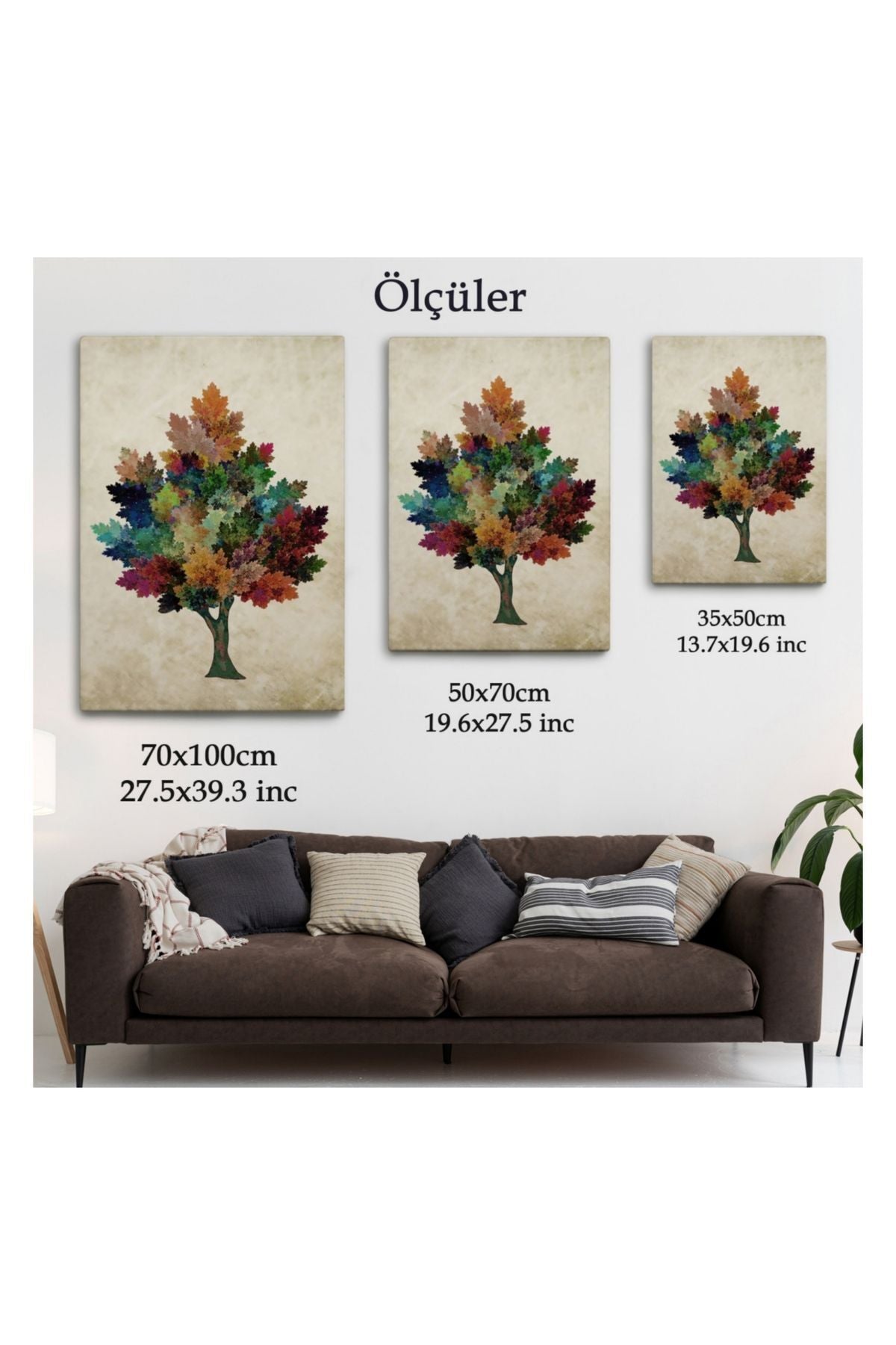 Kanvas Tablo, Duvar Dekoru, Renkli Çınar Ağacı Doğa Temalı 6267 BUNGKNV