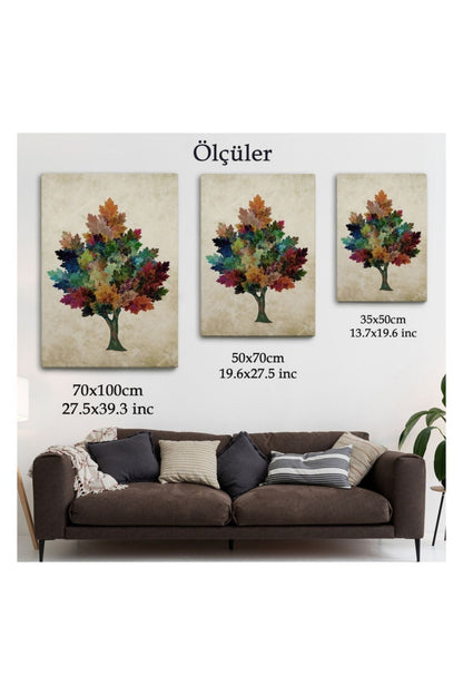 Kanvas Tablo, Duvar Dekoru, Renkli Çınar Ağacı Doğa Temalı 6267 BUNGKNV