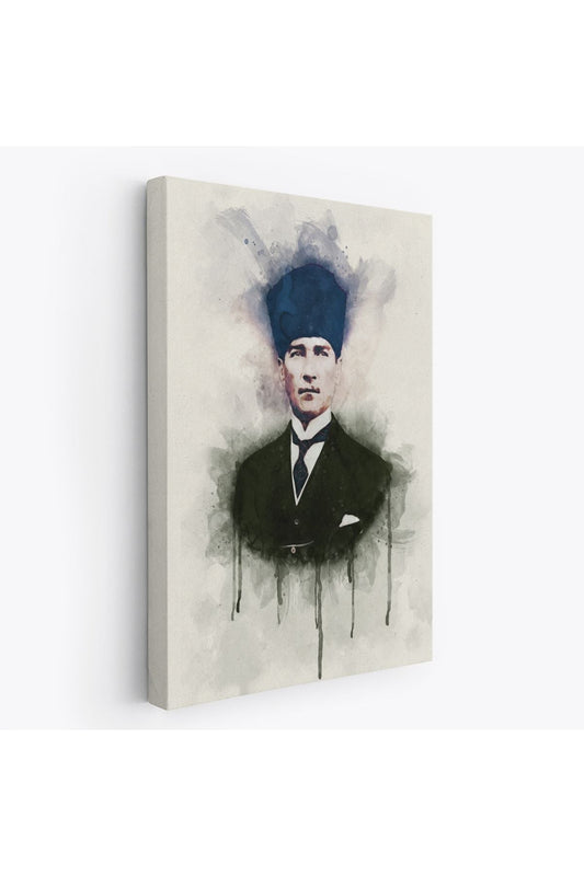DB Atatürk Portre Tablosu Mustafa Kemal Atatürk Dikdörtgen Dekoratif Kanvas Tablo-CZ-77