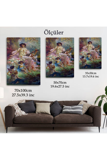 Bahçedeki Anne ve Melekleri Dekoratif Duvar Tablosu-6214