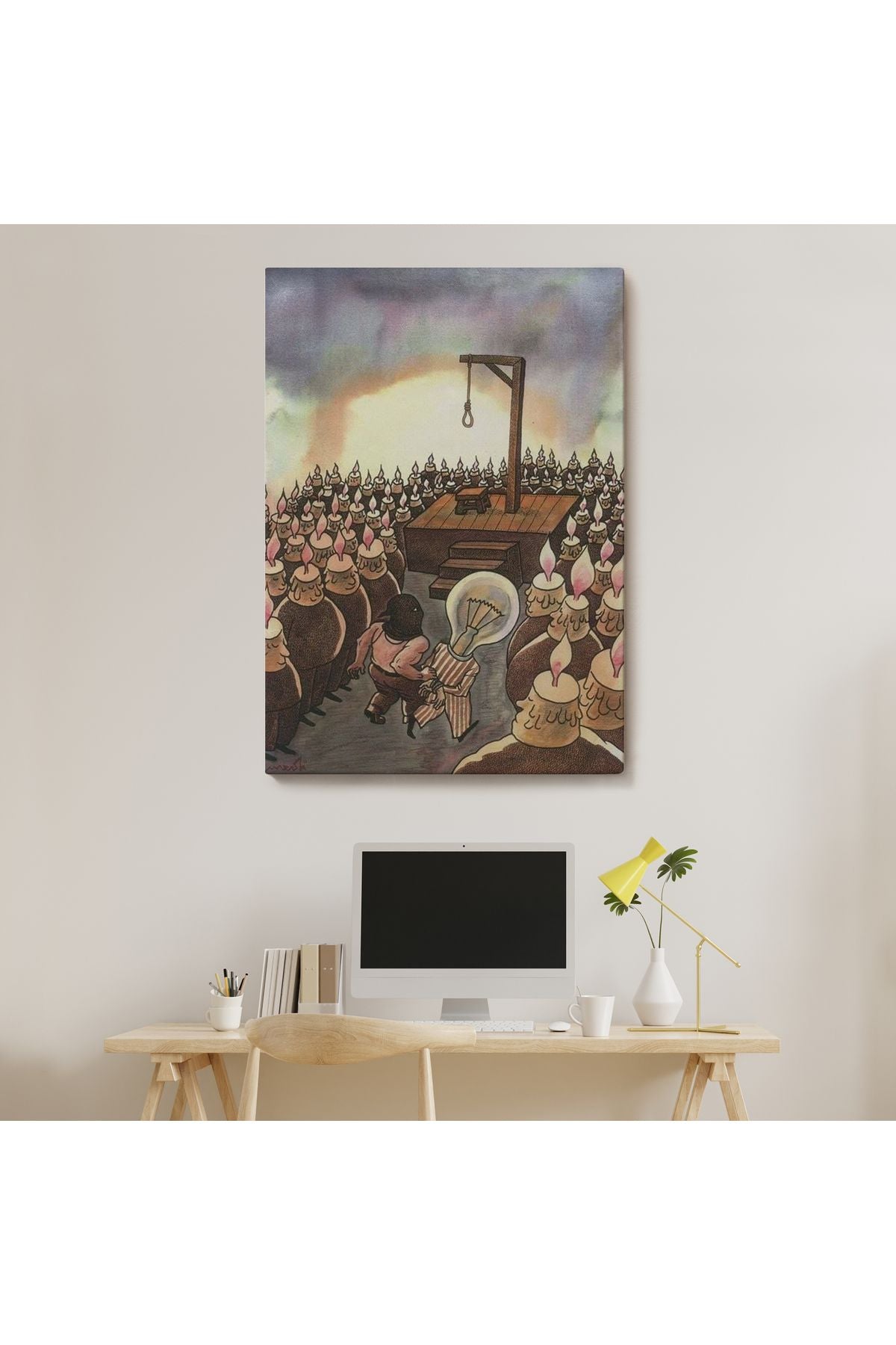 HG Kafası Farklı Çalışanın Kafası Gider Sürreal Tablo-6041