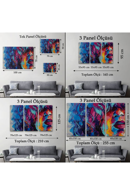 Güzel Kızın Soyut Resmi Yağlıboya Görünüm Dekoratif Kanvas Duvar Tablosu-3755