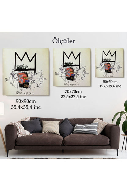 Jean Michel Basquiat'in Kral Alphonso İsimli Eseri Kanvas Tablo-5015