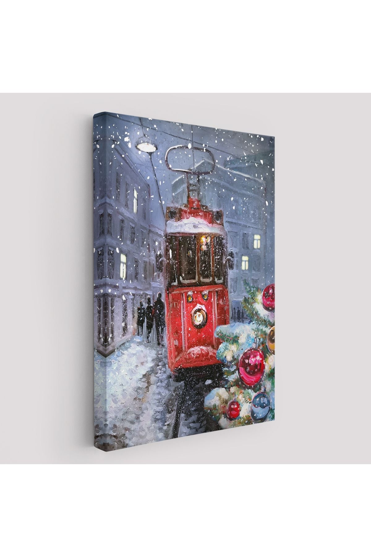 Karlar Arasındaki Kırmızı Tramvay Duvar Tablosu-6003