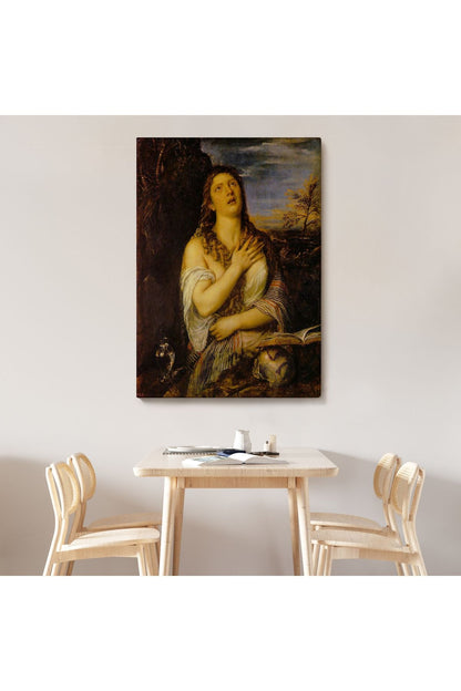 Titian Tiziano Vecellio'un 'Tövbe Eden Magdalene' Eseri Kanvas Tablo-5125