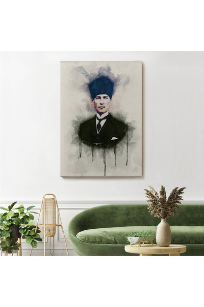DB Atatürk Portre Tablosu Mustafa Kemal Atatürk Dikdörtgen Dekoratif Kanvas Tablo-CZ-77