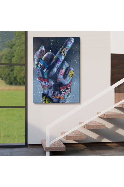 El Hareketi Hip Hop Posteri, Orta Parmak Hareketi Sokak Sanatı, Kanvas Tablo-5315