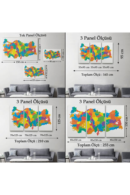 Kanvas Türkiye Haritası Dekoratif Tablo 1099