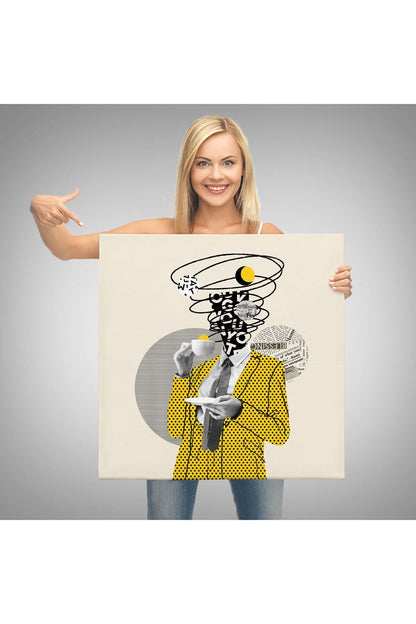 Kahve İçen Çizgi Roman Kahramanı Pop Art Tablo-5801