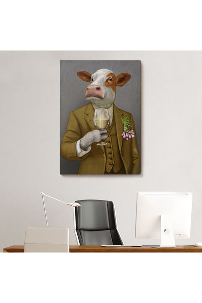 İnsan Kıyafetli Dana Dekoratif Duvar Tablosu -6375