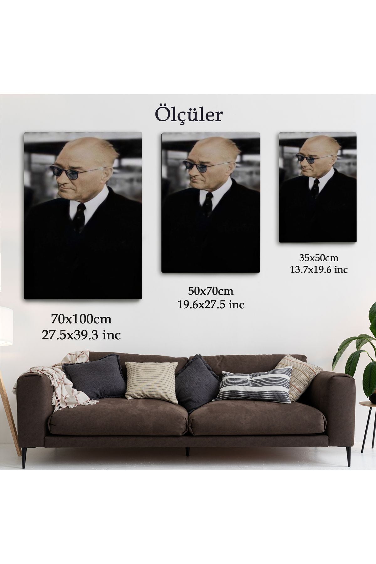 Atatürk Portre Tablosu Mustafa Kemal Atatürk Dikdörtgen Dekoratif Kanvas Tablo-FF-130