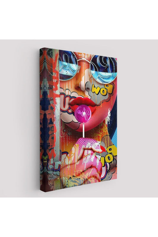 HG Pop Art Sokak Sanatı Renkli Kadın Dekoratif Duvar Tablosu-6107