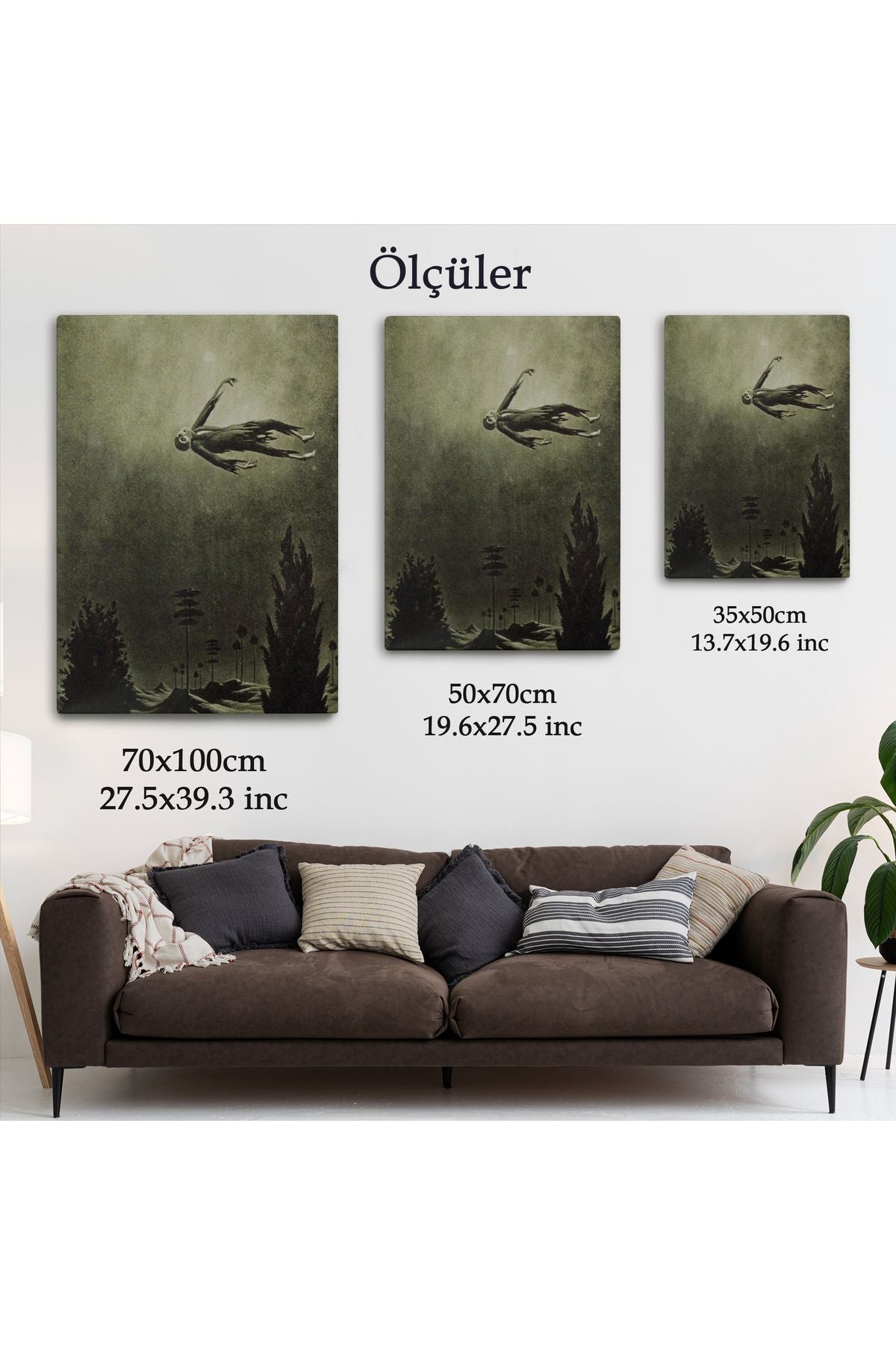 Franz Sedlacek Ağaçlar Üstündeki Hayalet Duvar Tablosu Witches Halloween -6381