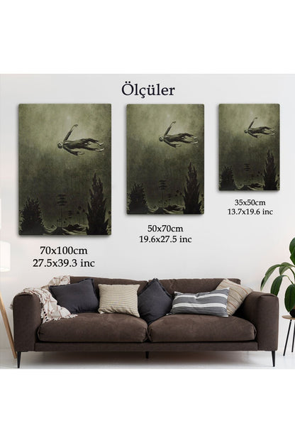 Franz Sedlacek Ağaçlar Üstündeki Hayalet Duvar Tablosu Witches Halloween -6381