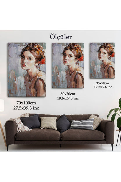 Masum Genç Kız ,Yağlıboya Görünümlü Kanvas Tablo-4970