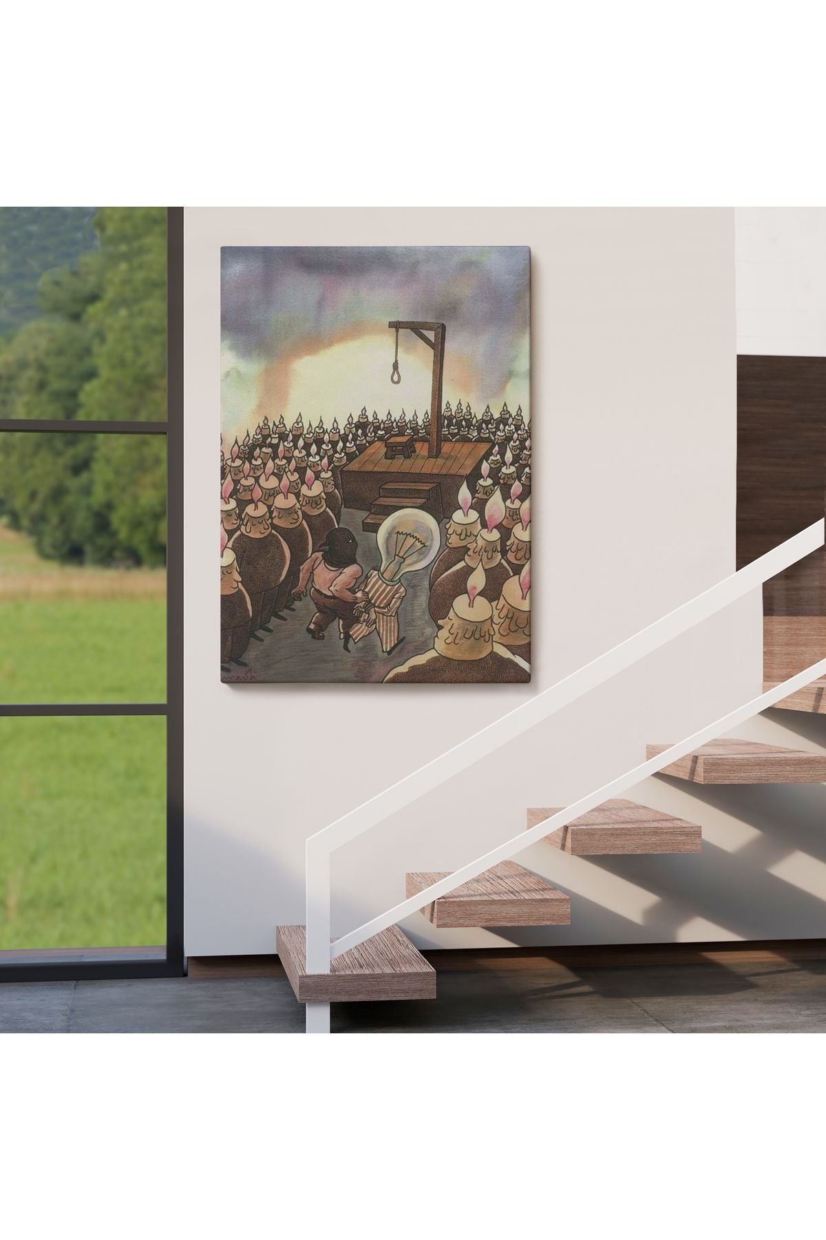 HG Kafası Farklı Çalışanın Kafası Gider Sürreal Tablo-6041