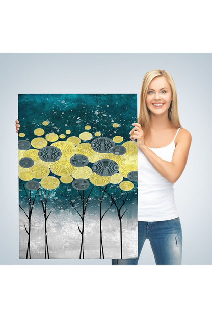 Gece Görünümlü Kanvas Tablo, Altın Renkli Çağdaş Modern Kanvas Tablo-4972