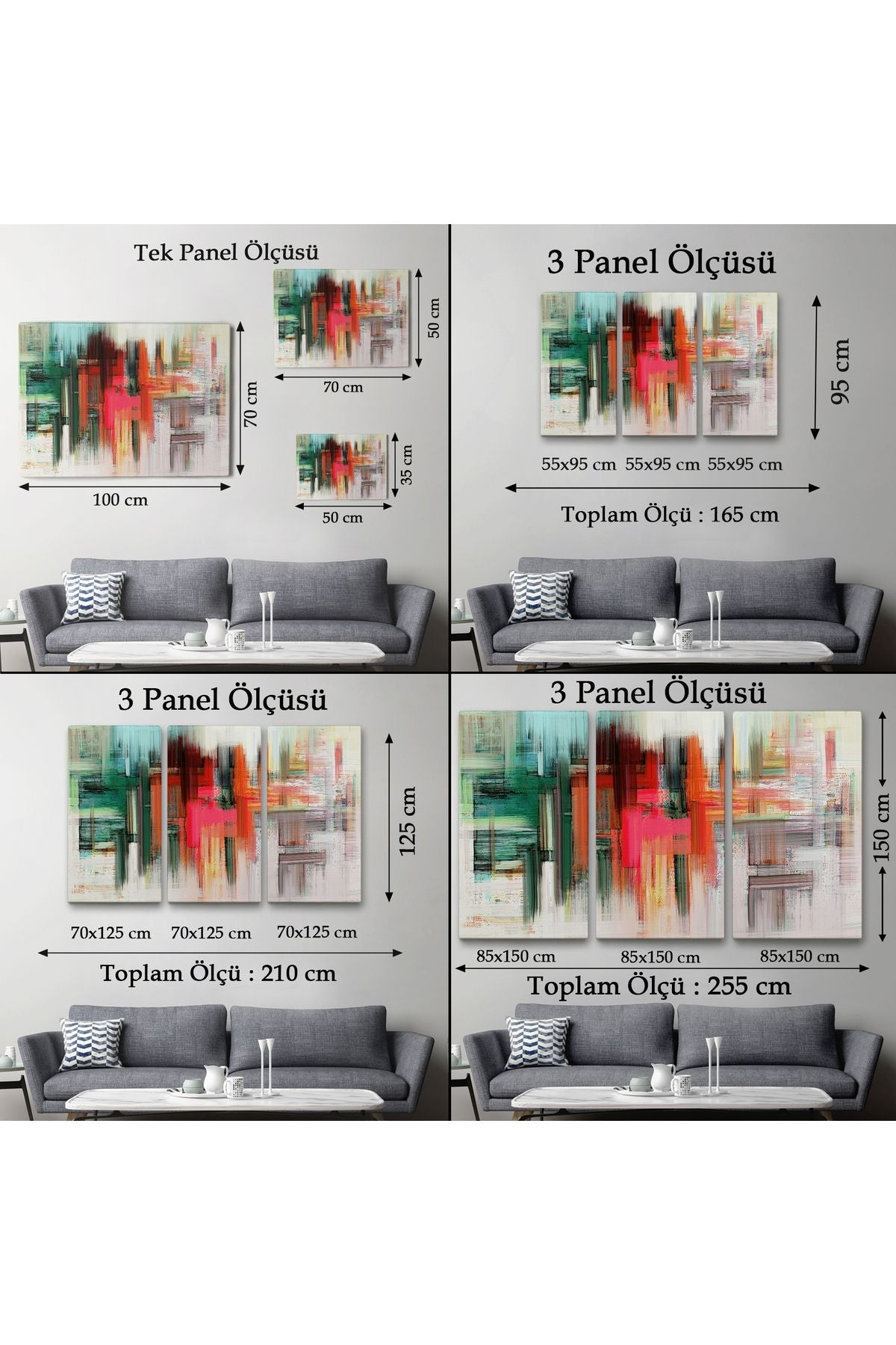 Fırça Darbeleri ile Soyut Yağlıboya Görünüm Dekoratif Kanvas Duvar Tablosu-3758