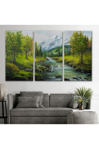 Karlı Dağlar ve İlk bahar Manzarası Duvar Tablosu-3527