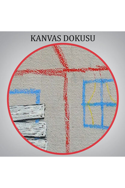 Bansky Çocuğun Çizdiği Evin Kapısını Kapatan Adam Kanvas Tablo-5019